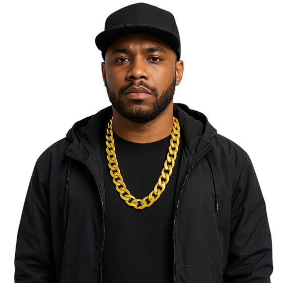 Corrente De Plástico Dourada Fantasia Gangster Rapper 