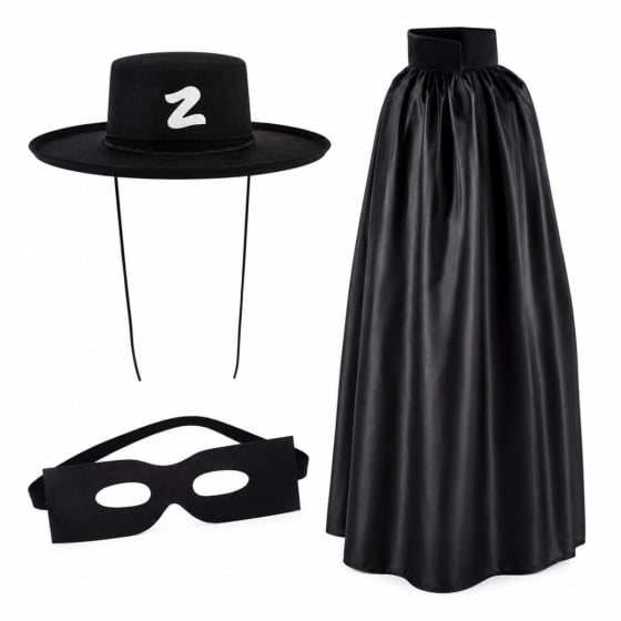 Fantasia Zorro Masculina Ou Feminina Chapéu Capa Máscara