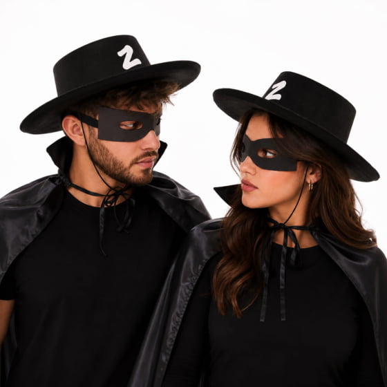 Fantasia Zorro Masculina ou Feminina (Chapéu+Capa+Máscara)