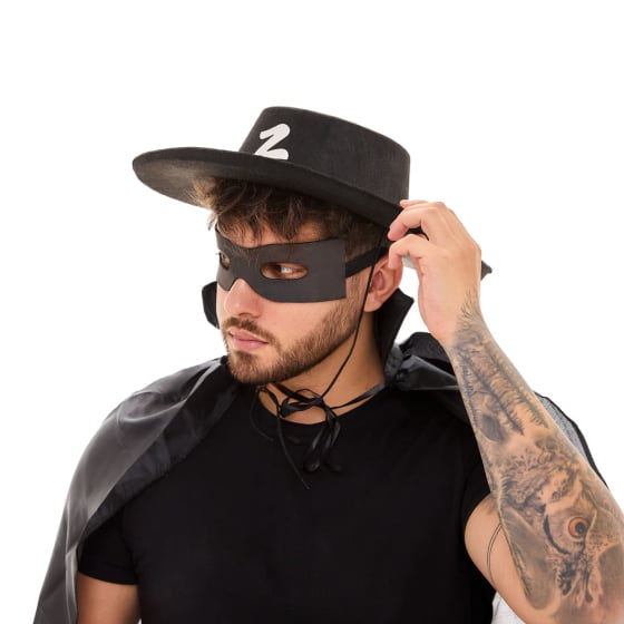 Fantasia Zorro Masculina ou Feminina (Chapéu+Capa+Máscara)