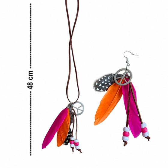 Kit Acessórios Fantasia Hippie Feminina 4 Itens
