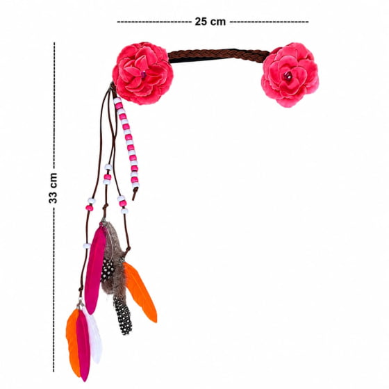 Kit Acessórios Fantasia Hippie Feminina 4 Itens
