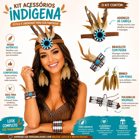 Kit Acessórios Fantasia Índia Diversos Itens