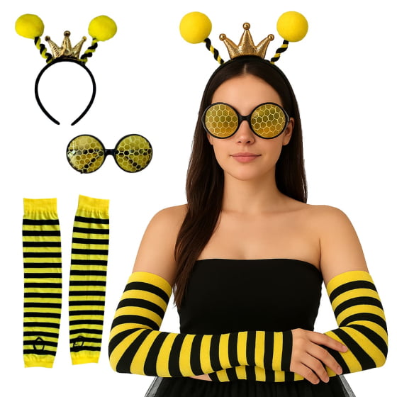 Kit Acessórios Fantasia (Tiara + Óculos + Luvas) Escolha o Modelo