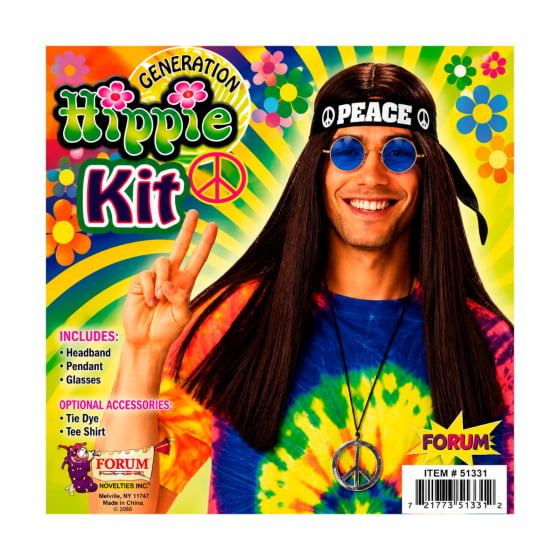 Kit Fantasia Hippie Símbolo da Paz com Óculos
