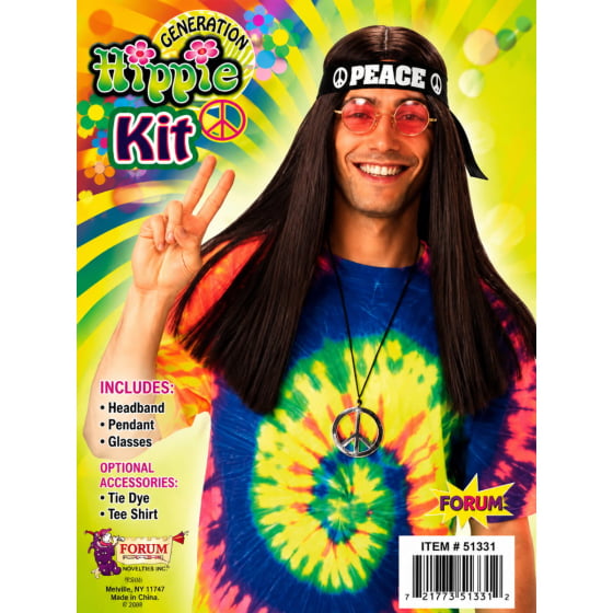Kit Fantasia Hippie Símbolo da Paz com Óculos
