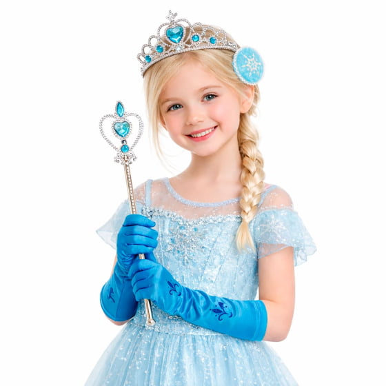 Kit Princesa com Trança Varinha Coroa e Luvas