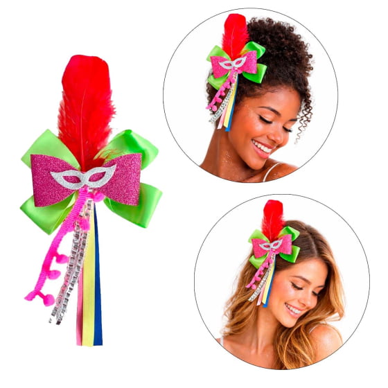 Laço Presilha de Cabelo Máscara Carnaval Laço Presilha de Cabelo Máscara Carnaval