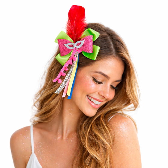 Laço Presilha de Cabelo Máscara Carnaval