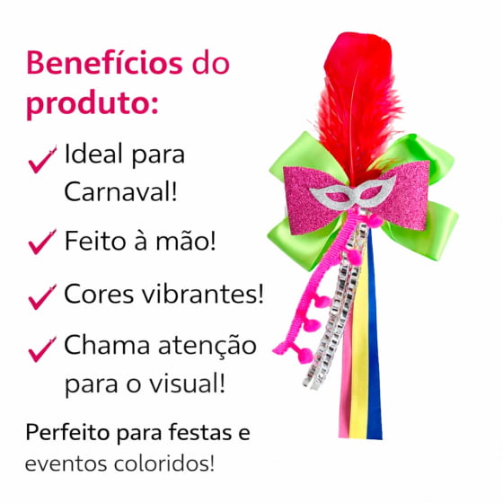 Laço Presilha de Cabelo Máscara Carnaval