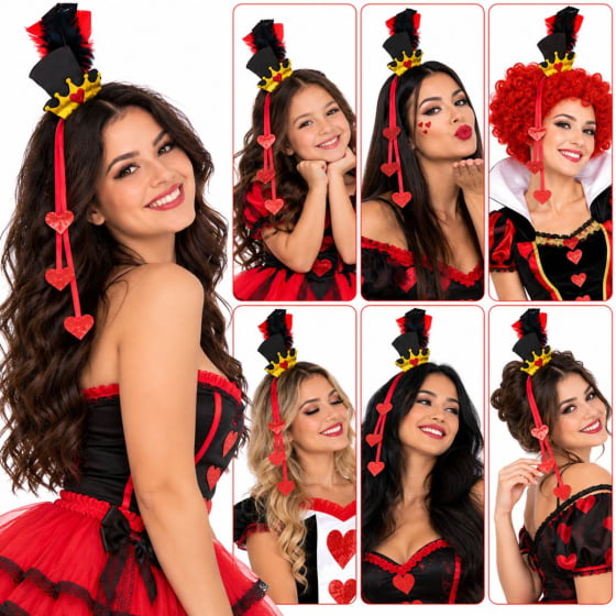 Tiara Cartolinha Rainha de Copas Acessório de Fantasia