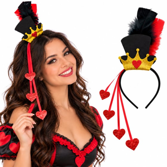 Tiara Cartolinha Rainha de Copas Acessório de Fantasia