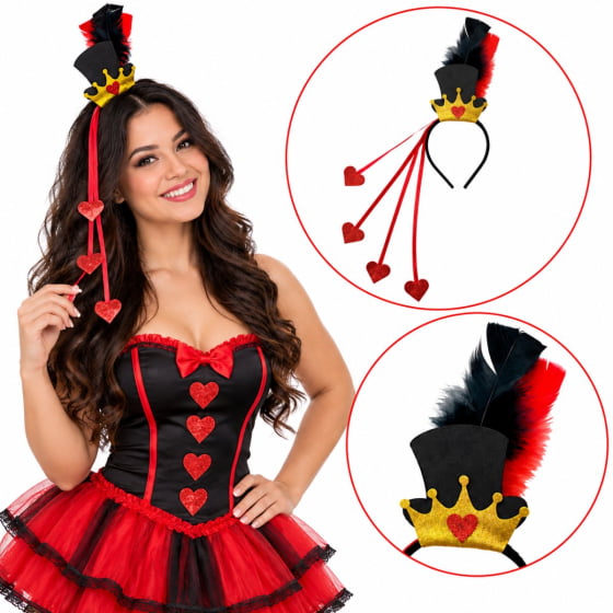 Tiara Cartolinha Rainha de Copas Acessório de Fantasia