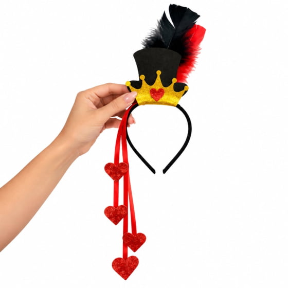 Tiara Cartolinha Rainha de Copas Acessório de Fantasia