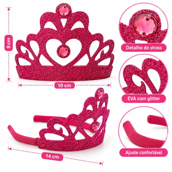 Tiara Coroa EVA Glitter Acessório Fantasia