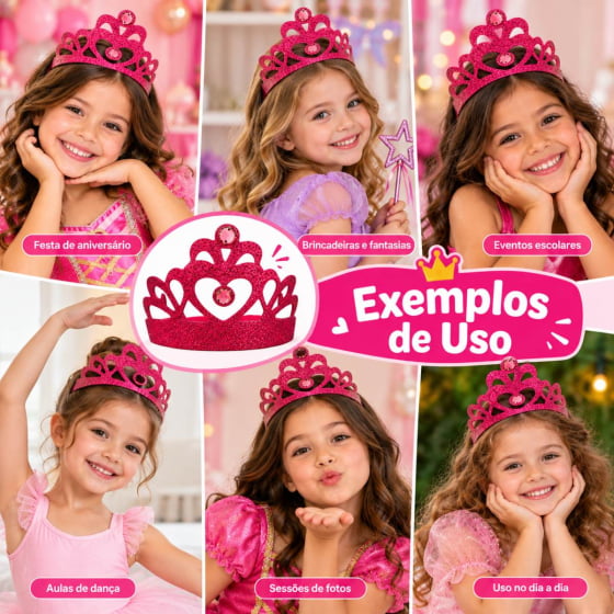 Tiara Coroa EVA Glitter Acessório Fantasia 