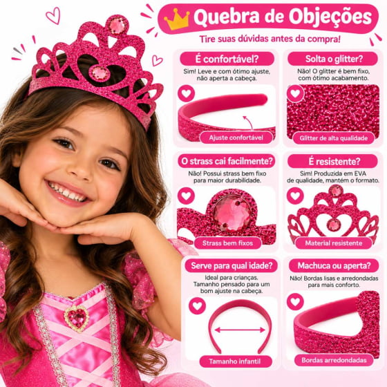 Tiara Coroa EVA Glitter Acessório Fantasia