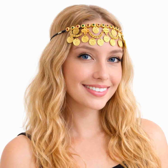 Tiara Headband Colar Cigana Odalisca Medalhas 