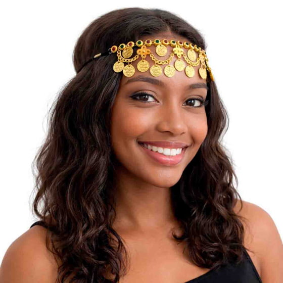 Tiara Headband Colar Cigana Odalisca Medalhas 