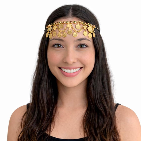 Tiara Headband Colar Cigana Odalisca Medalhas 