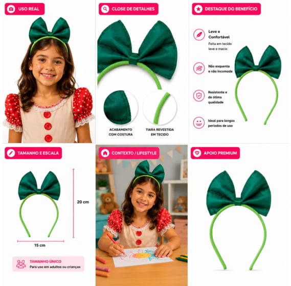 Tiara Laço Verde Boneca de Pano ou Fadinha