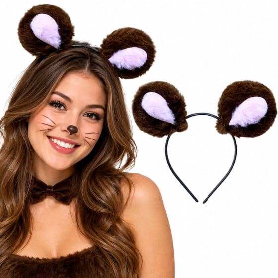 Tiara Orelha de Pelúcia Bichinhos Escolha a Cor