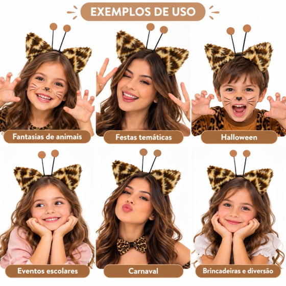 Tiara Orelha de Pelúcia Bichinhos Escolha a Cor