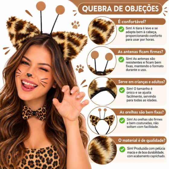 Tiara Orelha de Pelúcia Bichinhos Escolha a Cor