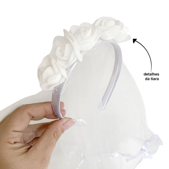 Tiara Véu de Noiva Branco Importado