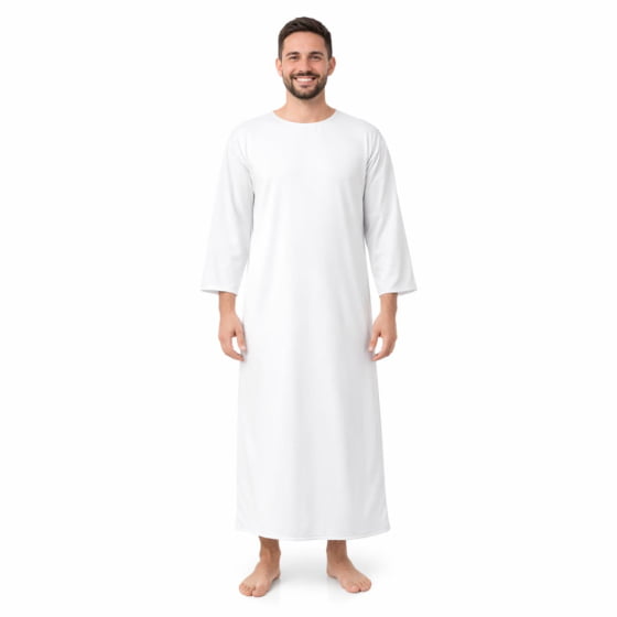 Túnica Branca Lisa Adulto para Fantasias