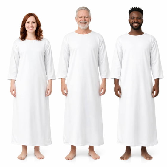 Túnica Branca Lisa Adulto para Fantasias