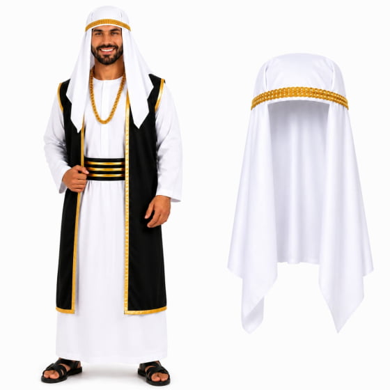 Turbante Sheik Árabe Branco Para Fantasia