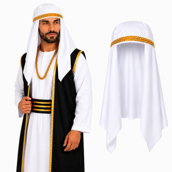Turbante Sheik Árabe Branco Para Fantasia