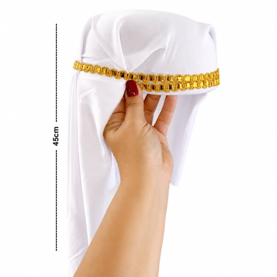 Turbante Sheik Árabe Branco Para Fantasia