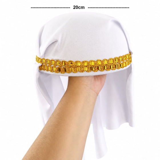 Turbante Sheik Árabe Branco Para Fantasia