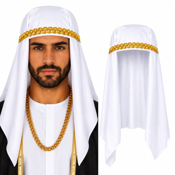 Turbante Sheik Árabe Branco Para Fantasia