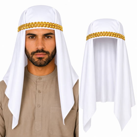 Turbante Sheik Árabe Branco Para Fantasia