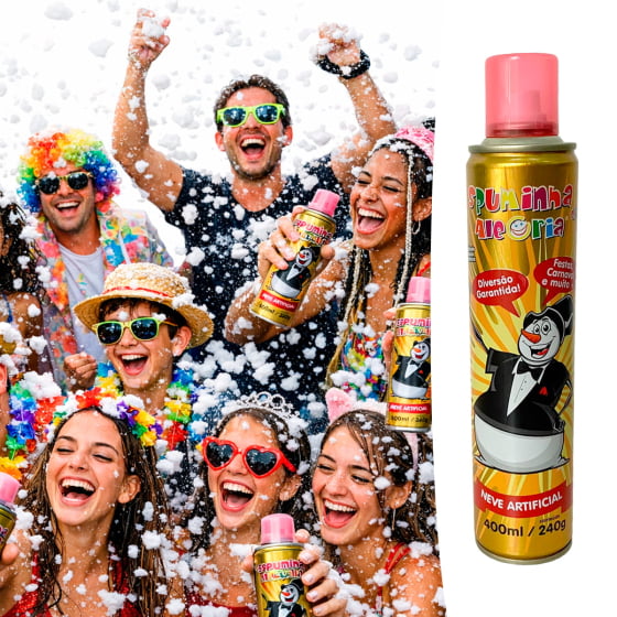 Espuminha da Alegria Neve Artificial 400 ml Folia Dia das Crianças Carnaval