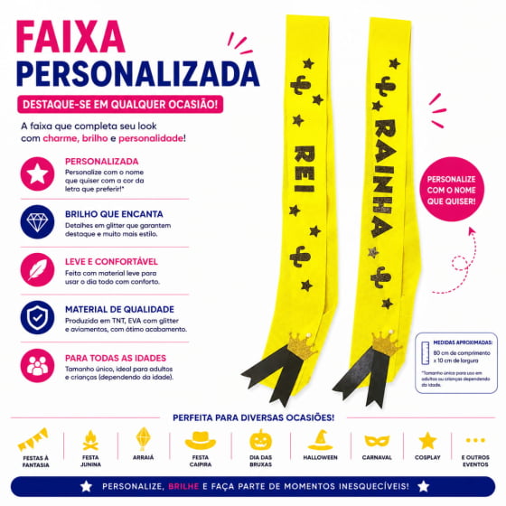 Faixa Personalizada Com Nome Para Miss Mister Rainha Rei