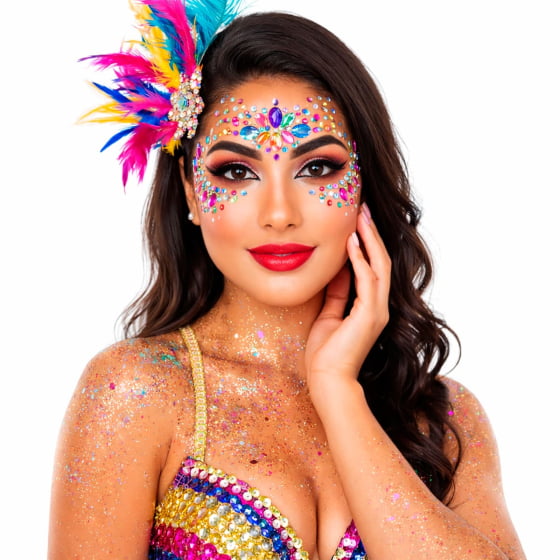 Kit Cartela de Pedrinhas Adesivas Face Stickers com 12 unidades