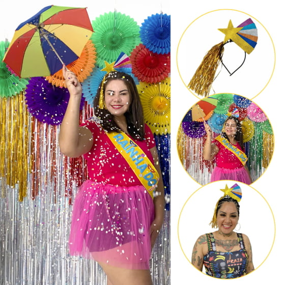Tiara Colorida Arco Iris Acessório Carnaval Bloquinho
