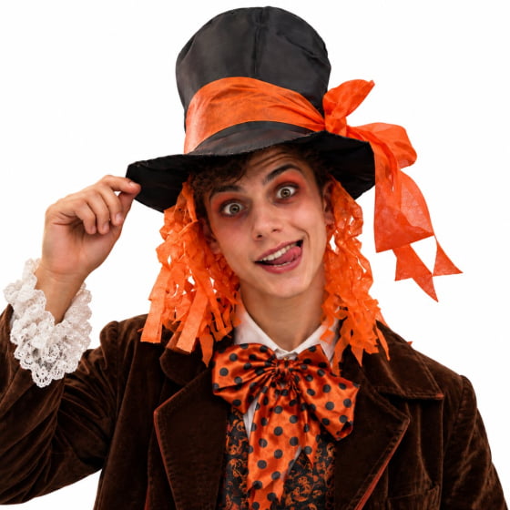 Chapéu Cartola Chapeleiro Louco com Cabelo Laranja