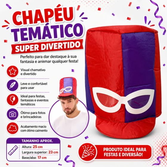 Chapéu Vilão Dick Em Tecido Festa Fantasia Carnaval Cosplay Chapéu Vilão Dick Em Tecido Festa Fantasia Carnaval Cosplay