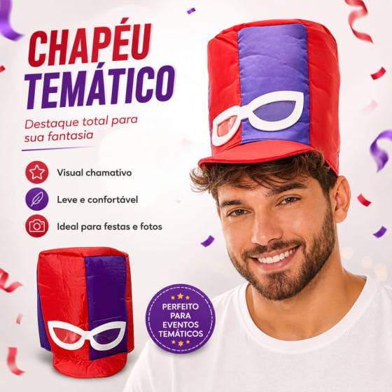 Chapéu Vilão Dick Em Tecido Festa Fantasia Carnaval Cosplay