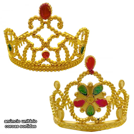 Coroa Dourada de Princesa Acessório para Fantasia