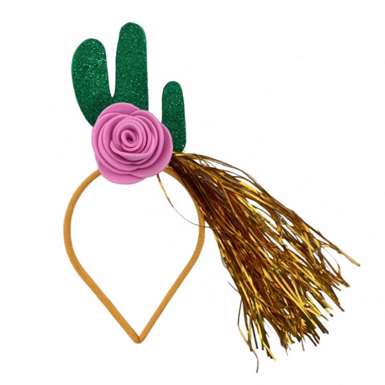 Tiara Cacto EVA com Glitter Festa Carnaval Bloquinho