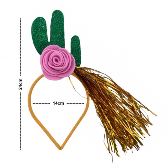 Tiara Cacto EVA com Glitter Festa Carnaval Bloquinho