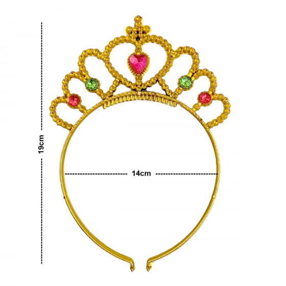 Tiara Coroa de Princesa Dourada Acessório para Fantasia