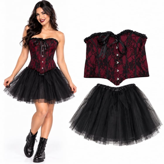 Conjunto Corselete Tecido Sintético (Corpete + Saia de Tule)
