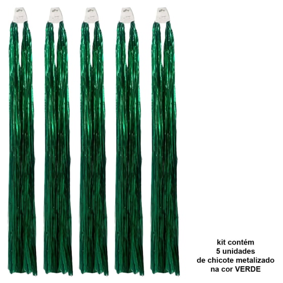 Chicote Metalóide Decoração Carnaval Verde Kit Com 20 Barato